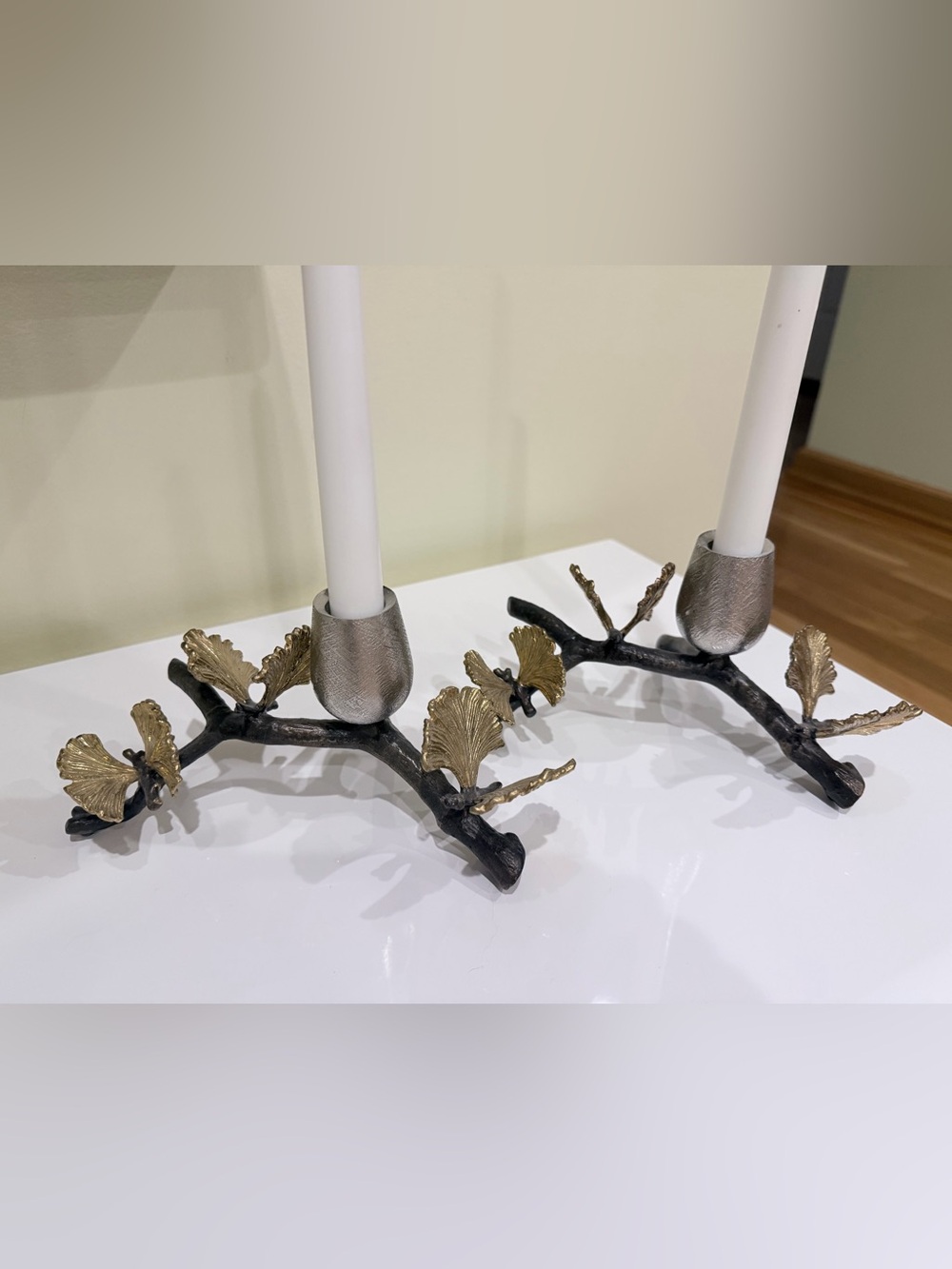 Michael Aram Decorative Black and Gold Ginkgo Branch Candleholder
